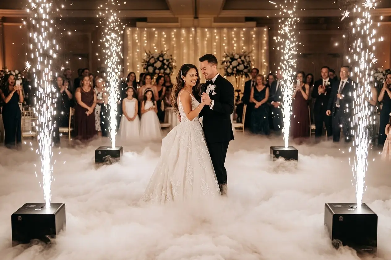 Platinum package, 4 spark machines with dancing on a cloud effect